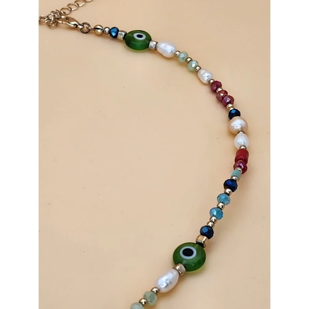 MAYOL Signed Baroque Pearls 24k Gold Plated, Semiprecious & Glass Beads Necklace